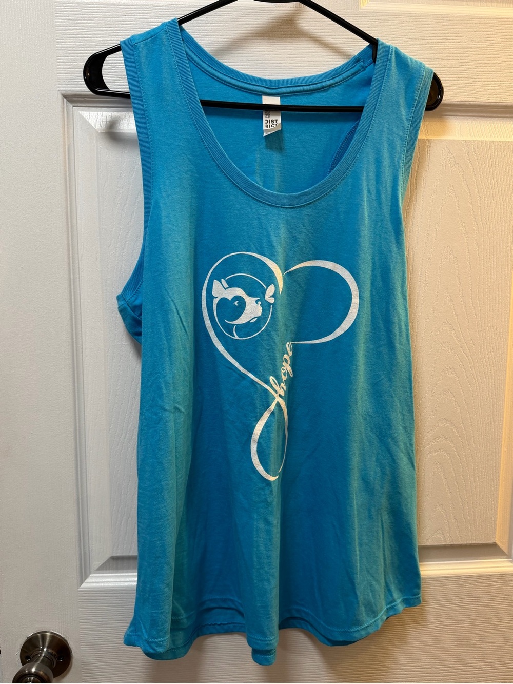 Blue Graphic Tank Top with Heart & Dog Design